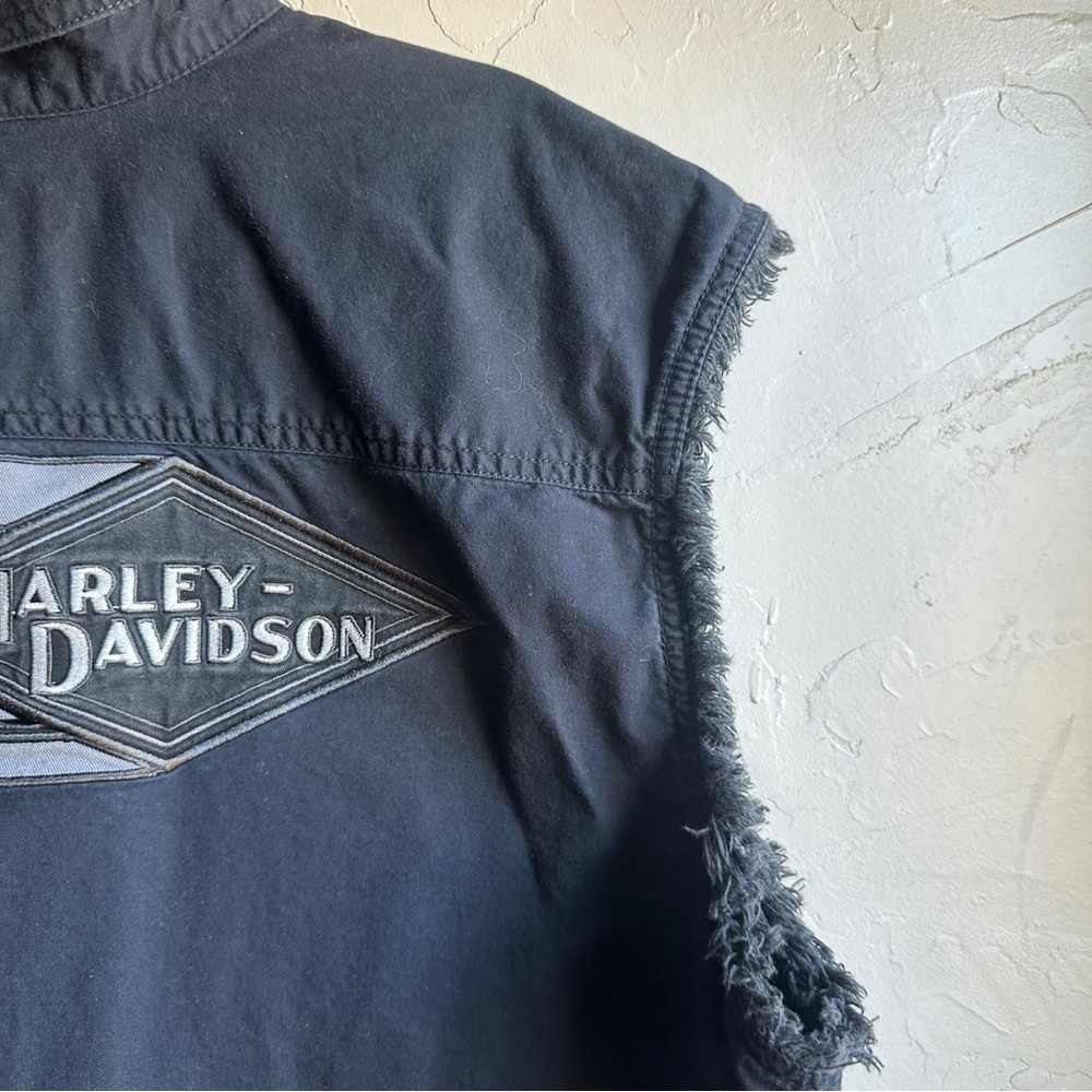 Harley Davidson Black Cut Off Vest 2XL Biker Grunge Y2K Moto Sz‎ 2XL Biker - Picture 5 of 12
